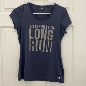 Under Armour" In It For The Long  Run"‎ Gray Short Sleeve T-Shirt Sz S